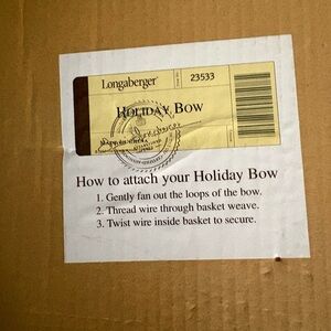 Longaberger 2 Holiday Bows with Gold Detail #23533 GUC